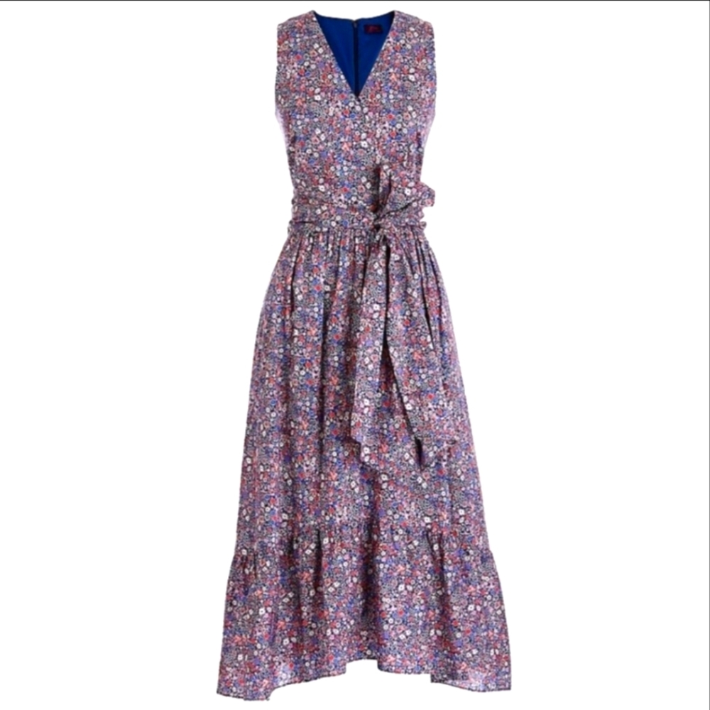 J. Crew Kayoko Liberty Floral Print Cotton Sleeveless Wrap Dress NWOT $228